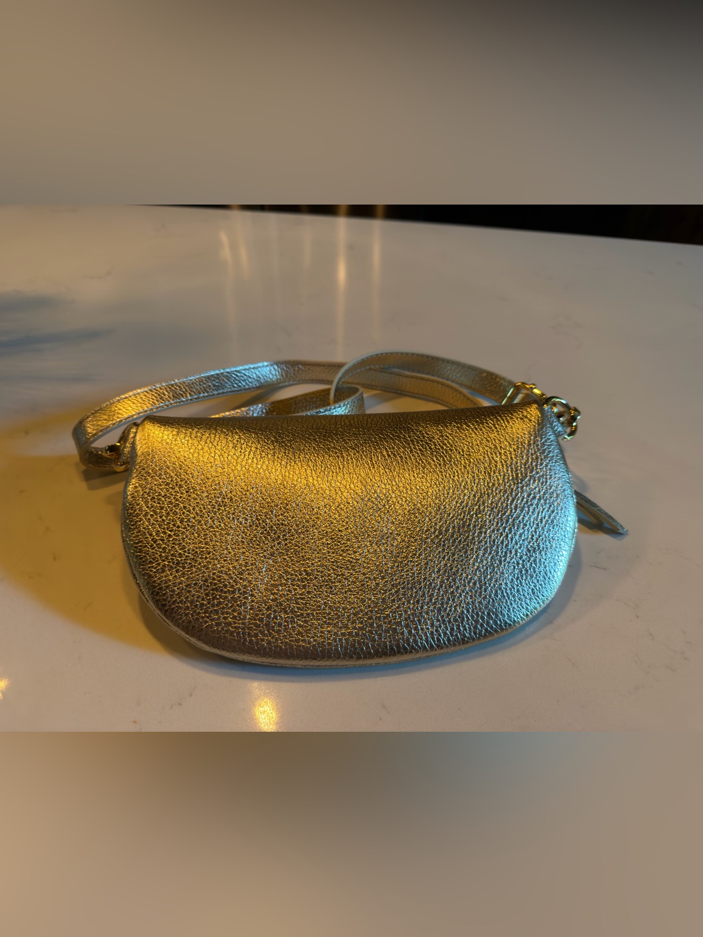 Like New! Elie Beaumont Regular Sling Bag Gold Metallic With 2 Extra Straps — image 5 of 8